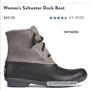 Saltwater Black/ Gray Sperry Duck Boots Size 7